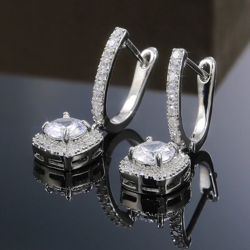 Anti-Tarnish Crushed Ice American Diamond Drop Earrings