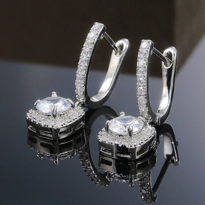Anti-Tarnish Crushed Ice American Diamond Drop Earrings