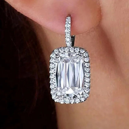 Silver Plated AD Studded Geometric Crushed Ice Cut Hoops Earrings