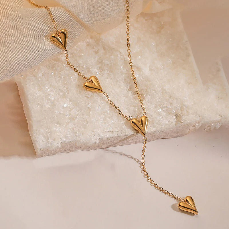 Gold-Plated Anti Tarnish Heart Themed Long Necklace