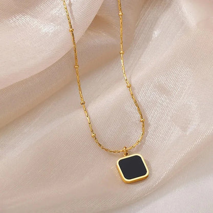 Gold-Plated Anti Tarnish Black Geometric Pendant