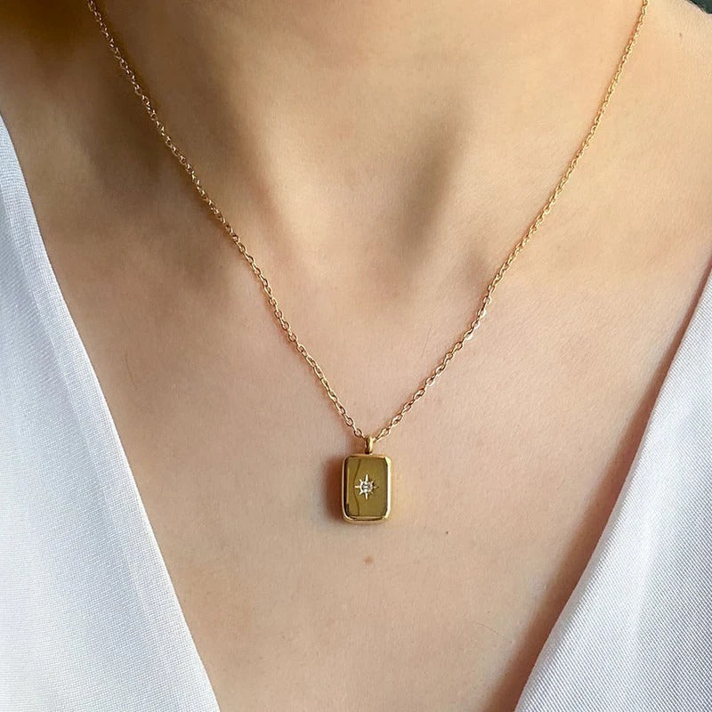 Golden-Plated Anti Tarnish Gold-Toned Star themed Geometric Pendant