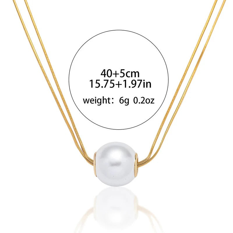 Gold Plated Stainless Steel Anti Tarnish Pearl Studded Pendant