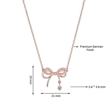 Rose Gold Plated American Diamond Studded Infinity Shape Korean Pendant