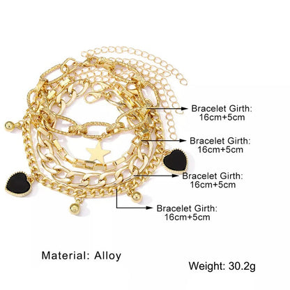Golden Heart-Star Contemporary Bracelet (Pack of 4)