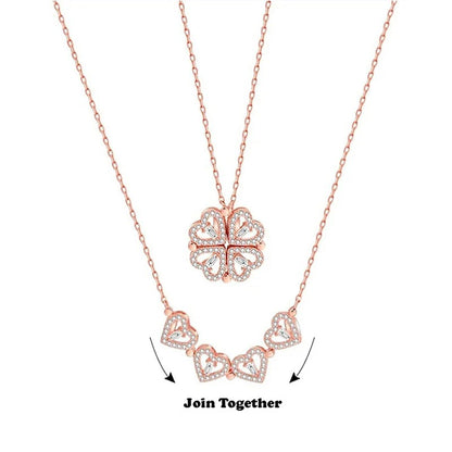 Rose Gold Plated Clover Design AD Openable Magnetic Pendant