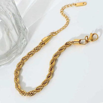 Gold Plated Anti Tarnish Stainless Steel Thin Chain Rope Style Wraparound Bracelet