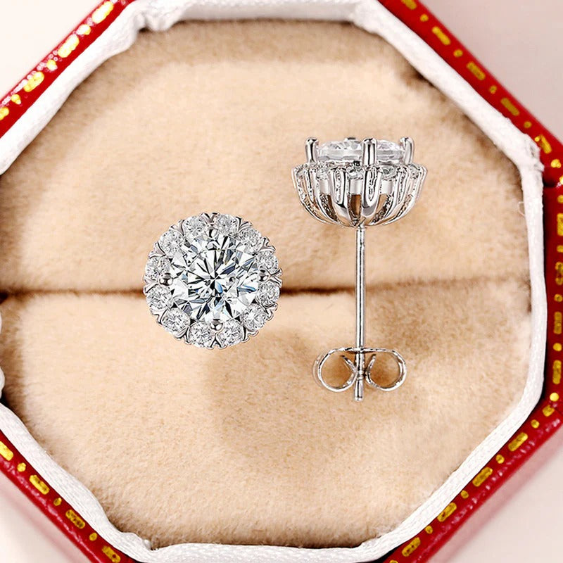 Silver Plated Anti Tarnish AD Studded Round Shape Stud Earrings