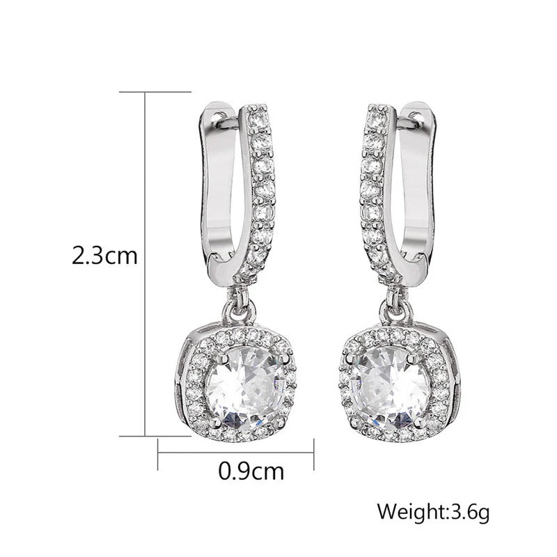 Anti-Tarnish Crushed Ice American Diamond Drop Earrings