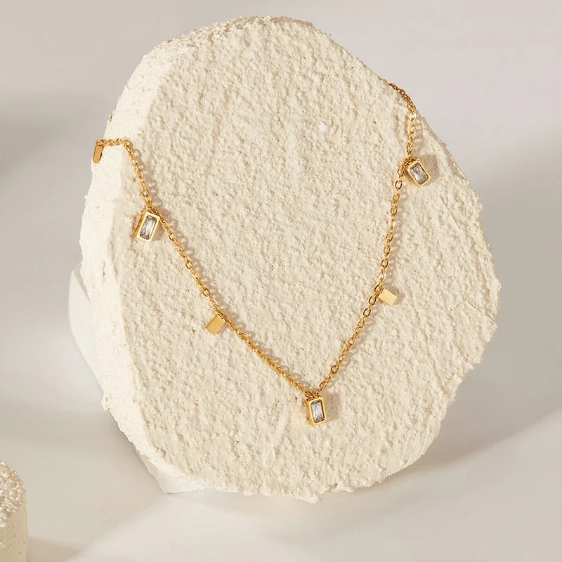 Gold Plated Stainless Steel Anti Tarnish Gold-Toned Geometric Necklace For Women