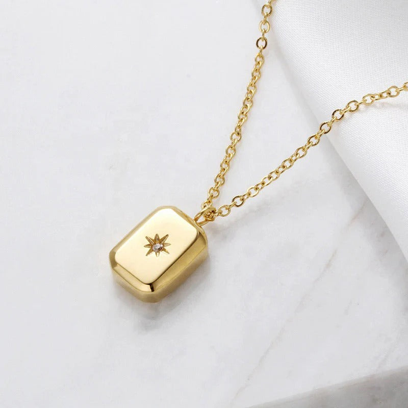 Golden-Plated Anti Tarnish Gold-Toned Star themed Geometric Pendant