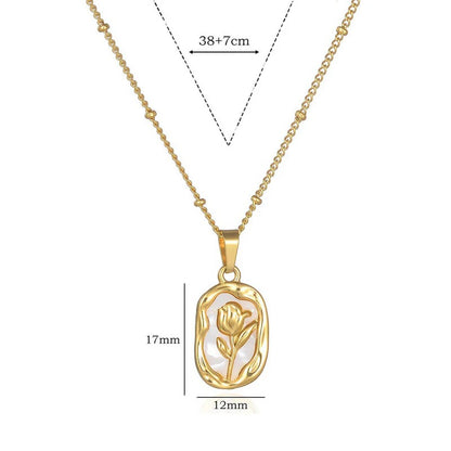Gold Plated Anti Tarnish Rose Themed Pendant