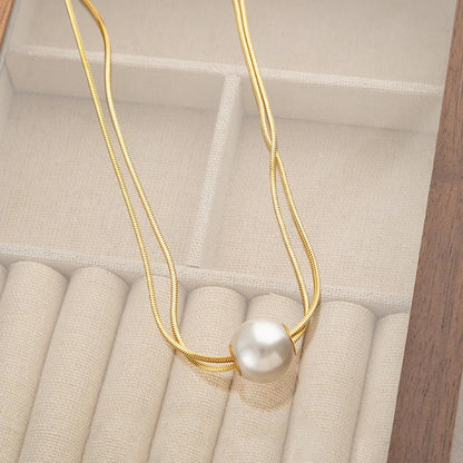 Gold Plated Stainless Steel Anti Tarnish Pearl Studded Pendant