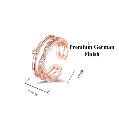 Rose Gold American Diamond Studded Contemporary Korean Finger Ring